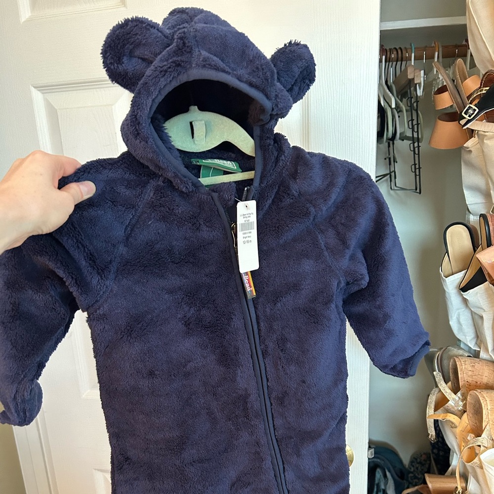 LL Bean Bear-hood fuzzy bunting - 12-18 mos